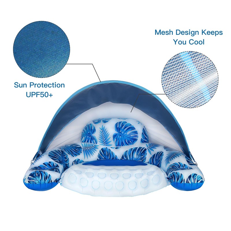 COOLCOOLDEE Pool Float with Canopy,Cup Holder - XL Pool Chair