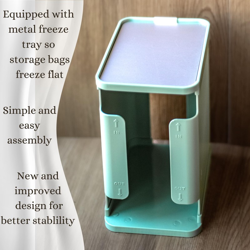 Breastmilk Freezer Organizer-Sage Green Storage Tower w/ Metal Freeze Tray,