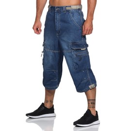 Jet Lag Men's 3/4 Cargo Shorts Safety B Shorts with Side Pockets, Light navy