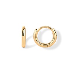 PAVOI 14K Yellow Gold Plated Sterling Silver Posts Cubic Zirconia Mini Huggie Earrings for Women | Tiny Cartilage Helix Huggie Hoop Earrings