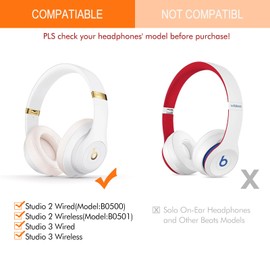 Studio 3 Ear Pads Replacement, GEVO Earpad Cushions for Beats Studio 2 3 Wired Wireless Over-Ear Headphones, Studio3 Ear Cups with Strong Adhesive (Rose Gold)