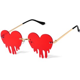 Drippy Heart Shaped Sunglasses Rave Festival Glasses Melting Heart Drip Sunglasses for Women and Men