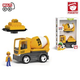 MultiGO Build 2+1 Set Sandpit Toy for Children from 3 Years - Construction Worker, Car, Mixer, Plate - Sand Toy for Outdoor Games - Car for the Garden