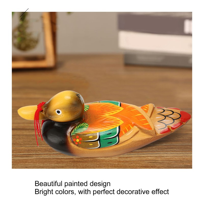 1 Pair Wooden Mandarin Duck Ornament Water Based Paint Romantic