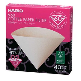 Hario V60 Paper Coffee Filters, Size 02, Natural, 40ct Boxed