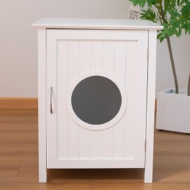 Cat Litter Box Enclosure Furniture Stylish Hidden Litter Box Cat Washroom Hidden Nightstand Easy Assembly Storage Cabinet Large Pet Box Bedside Table Hidden Litter Box White As Shown One Size