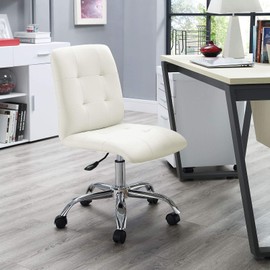 Modway Prim Ribbed Armless Mid Back Swivel Conference Office Chair In White