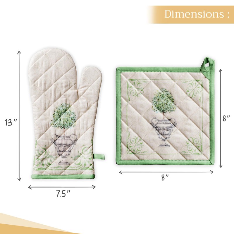Maison d' Hermine Oven Mitt & Pot Holder 100% Cotton