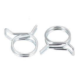 uxcell Double Wire Spring Hose Clamp 16mm Inner Dia Fit 16.0-17.0mm OD Hose Fuel Line Silicone Tube Spring Clips Zinc Plated 10Pcs