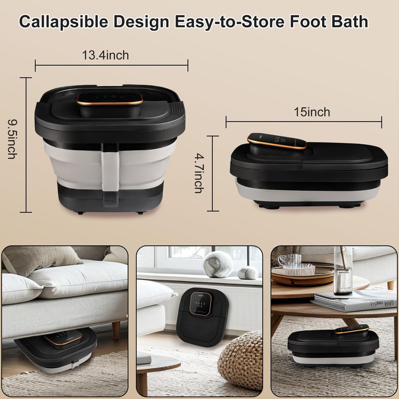 FOFOJÔY Collapsible Foot Spa Bath with Heat and Massage Roller,