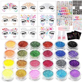 FACEGEM LONDON Glitter Tattoos for kids, Glitter tattoo kit, Face Gems, Rhinestones, Temporary Tattoos, Face glitter festival, face gems stick on, festival accessories, face gems for festivals,girls birthday present