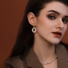 Meissa Goldene Perlen-Creolen Chunky Goldene Creolen 925 Sterling Silber Ohrringe Perlenohrringe Weihnachts- Geburtstags-Schmuckgeschenke für Sie, Gold