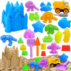 Castle Beach Toys,Marine Life Dinosaur Sand Toys Beach Bucket Set for Boys Toddler Ages 4-7,Kids Baby Ages 2-3 Included Shovels, Scoop, Dumper Truck Mold Etc