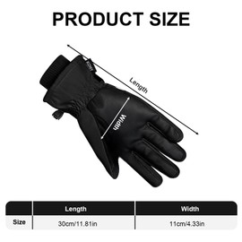Feelorna Ski Gloves for Men Women, Winter Waterproof Thermal Gloves with Plush Windproof Touchscreen Snowboard Gloves Unisex Snow Gloves for Skiing Cycling Riding Running
