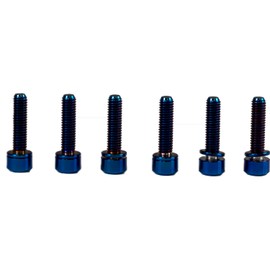 6Pcs Bike Stem Bolt Titanium Alloy Hex Tapered with Washers M5x18m/M5x20m (Blue, M5x18 mm)