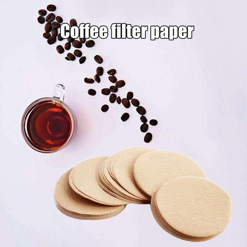 100 Pcs Brown Coffee Filter Moka Pot Filter Paper, Natural