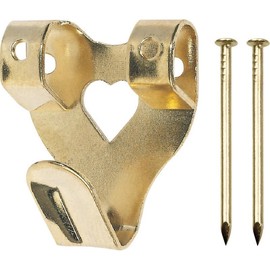 Hardware Solutions - Double Design - Picture Hanging Hooks - Brass Plated - Pack 100 - Pins Included