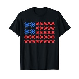 Patriotic American Flag Quilt Quilting Sewing 4th Of July T-Shirt