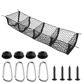YFZYT 4 Pocket Truck Bed Cargo Net 47.2" x 11.8" x 11", Truck Bed Organizer with 4 Metal Carabiners,High-Capacity Trunk Storage for Most Cars and Trucks,Toyota, SUV Accessories Grocery Holder
