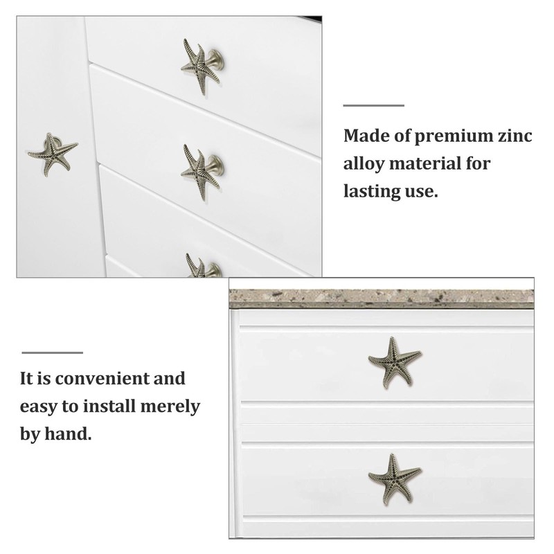 Angoily 4 PCS Sea Star Shaped Knobs, Sea Creature Drawer