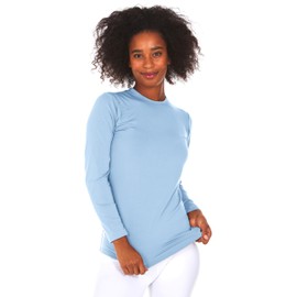 Thermajane Long Sleeve Thermal Shirts for Women Cold Weather, Womens Thermal Underwear Tops, Base Layer Women Thermal (Pale Blue, 3X-Large)