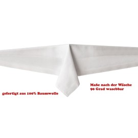 texpot Damask Tablecloth 110 x 220 cm White with Satin Edge Washable at 95 °C 100% Cotton