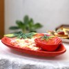 FORLONG Ceramic Red Strawberry Chip and Dip Serving Trays, Appetizers