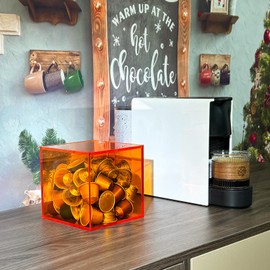 Caja de almacenamiento de acrílico transparente, organizadores acrílicos, antipolvo, duradera, 139,7 cm, uso en casa y oficina (naranja, 139,7 cm)