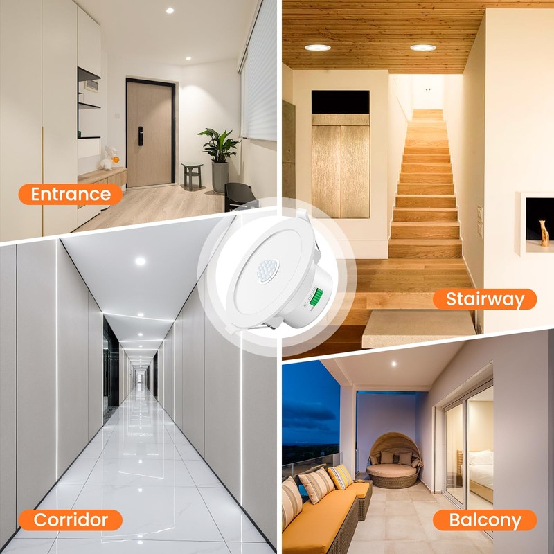 ALUSSO 12W LED Motion Sensor Downlight,3CCT 3000K 4000K 6500K 90-100mm