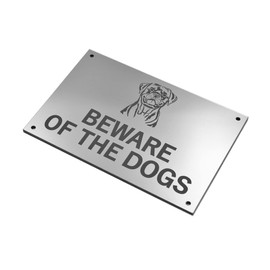 Beware of the Dogs Sign - Easy to See Warning, Indoor/Outdoor Notice, Deterrent Sign (Medium DOGS, Silver Rottweiler)