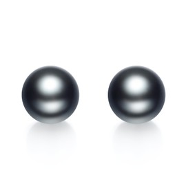 ZHOU LIU FU Earrings Silver 925 Black Pearl Earrings 10-10.5 mm Sterling Silver Earrings Large Boho Earrings Vintage Earrings Women's Earrings Freshwater Pearl Earrings Wedding, Sterling Silver Pearl,