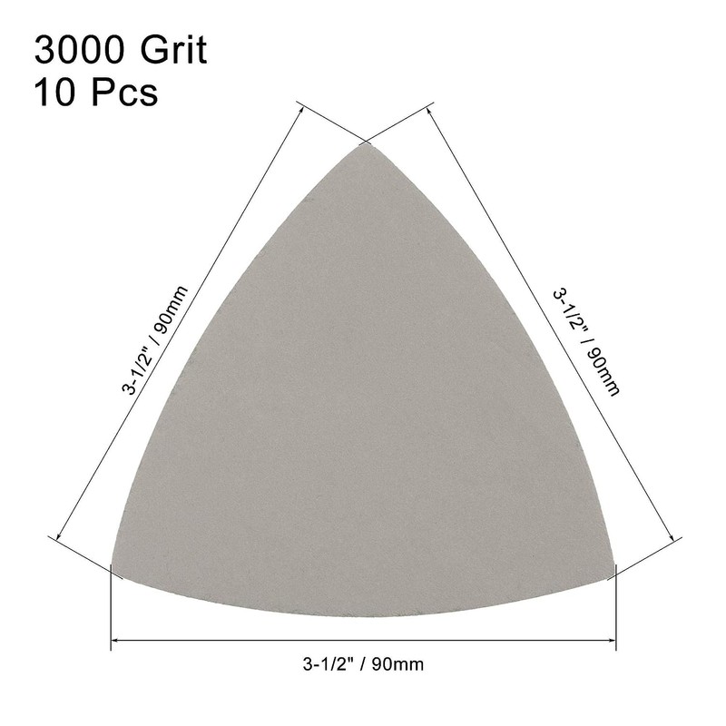 TA-VIGOR 10Pcs 3000 Grit Triangular Sandpaper, 90mm Hook and Loop