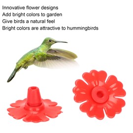 Okuyonic Flores de Repuesto para Comederos de Colibrí, fácil de Instalar, Piezas de Plástico para Bebedero para Colibri, Flores de plástico para Exteriores, Accesorios para Pájaros(Rojo)