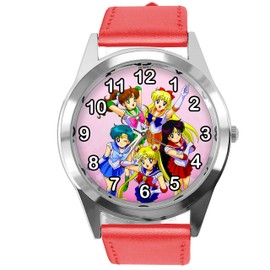 TAPORT Red Leather Round Watch for Manga Fans Red Strap, red, Strap