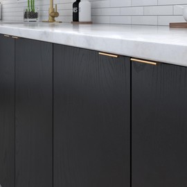 Richelieu Hardware BP989850166 Lincoln Collection 2-inch (50 mm) Center-to-Center Satin Gold Modern Cabinet and Drawer Edge Pull Handle for Kitchen, Bathroom, and Furniture