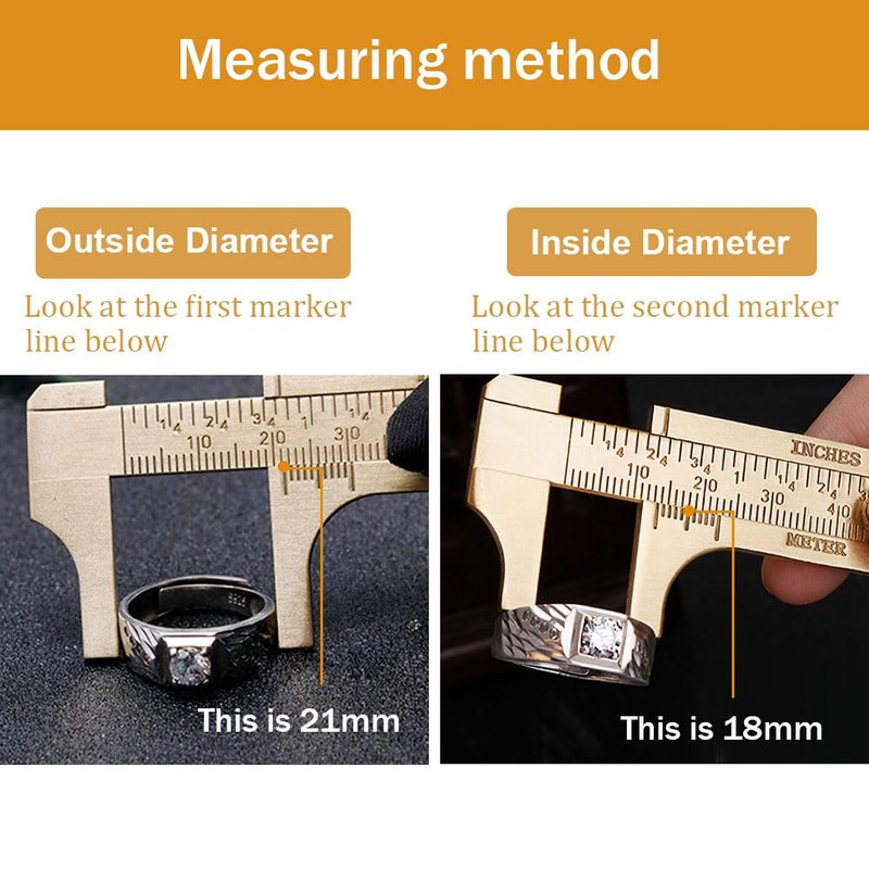 Brass Pocket Caliper with Double Scale Sliding Gauge Bead Measuring
