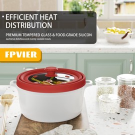 Microwave Splatter Cover, Vented Silicone and Glass Cover Splatter Guard Lid, Food Collapsible Plate Cover Lid with Easy Grip Handle, Anti-Splatter Lid Fits 6-7 - 8-8.5 inch Plates & Bowls.