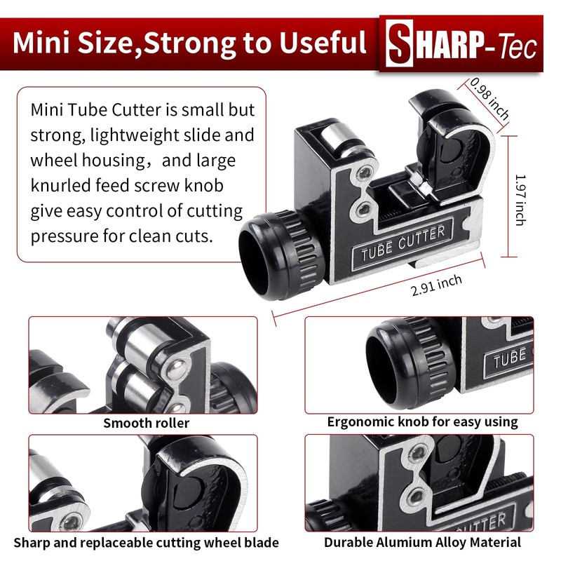 Sharp-tec 3-28mm Pipe Cutter, Adjustable Tube Cutter with Aluminum Alloy