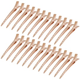 Bantoye 24 Packs Duck Bill Clips, Bantoye 3.35 Inches Rustproof Metal Alligator Curl Clips with Holes for Hair Styling, Hair Coloring, Rose Gold