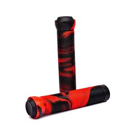 Team Dogz Mixed PU Soft Rubber Flangeless Handlebar Grips For Stunt Scooters, Bikes, MTB, BMX etc With Bung Ends. Long 150mm with 22mm Internal Diameter For Standard & Oversized Bars (Black and Red)
