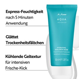 M. Asam Aqua Intense Hydrating Hyaluronic Mask (100 ml) - Cooling Face Mask with Hyaluronic Acid Complex, Moisturising and Plumping, for Men and Women, Fragrance-Free, Vegan