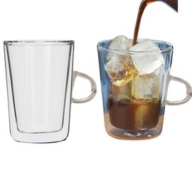 2 x DOUBLE WALL THERMO GLASS LATTE TEA COFFEE CAPPUCCINO CUPS MUGS HEAT RESISTANT 250ML NEW