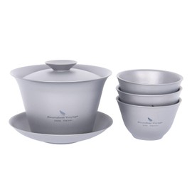 iBasingo Titan Gaiwan Kung Fu Tea Cup & Saucer with Lid Chinese Traditional Gaiwan Double Walled Durable Tea Bowl Tea Set with Lid Lightweight Outdoor Camping Portable Terrine (Ti3124D)