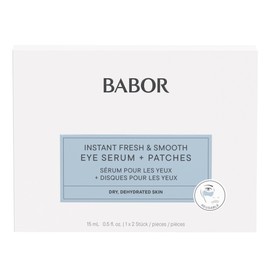BABOR Instant Fresh & Smooth Eye Serum + Patches, Intensive Moisture & Freshness for a Smooth Eye Area, Eye Serum and Eye Pads (Reusable) - 15 ml Serum & 2 Eye Pads