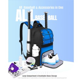 COMECOI Softball Bag, Lightweight Baseball Backpack with Shoes Compartment, Baseball Bat Bags with Fence Hook for TBall Bat & Equipment, for Batting Mitten, Helmet, for Girls, Boys, Youth, Adults