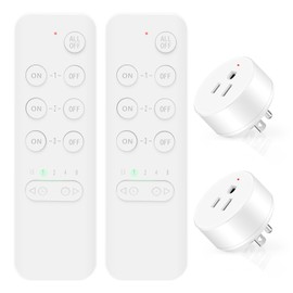 Wireless Remote Control Outlet Switch,NineLeaf Remote Light Switch,Remote Control Outlet Plug Adapter with Remote for Lamps and Household Appliances,No Wire Required,500FT Long Range(2Remotes+2Plugs)