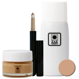ZAS Makeup 3-Piece Set Anti-Glare Oil Blocker EX + Spot Makeup Concealer (Dark) + Men's Foundation Biz Fine Color (Ochre Natural Color)