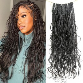 RHEANNA Pre-Looped Crochet Boho Goddess Locs With Human Hair Curls Curly Ends Body Wave Human Hair Locs Crochet Hair 26inch 48Strands