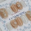 Wedding pearl ball handmade nail tips - Coffin Egg /