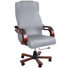 FYTXSZ Office Computer Chair Cover, Universal Breathable Stretchable Chair Covers Replacement Armchair Slipcover for Home, Office - Light Grey, M